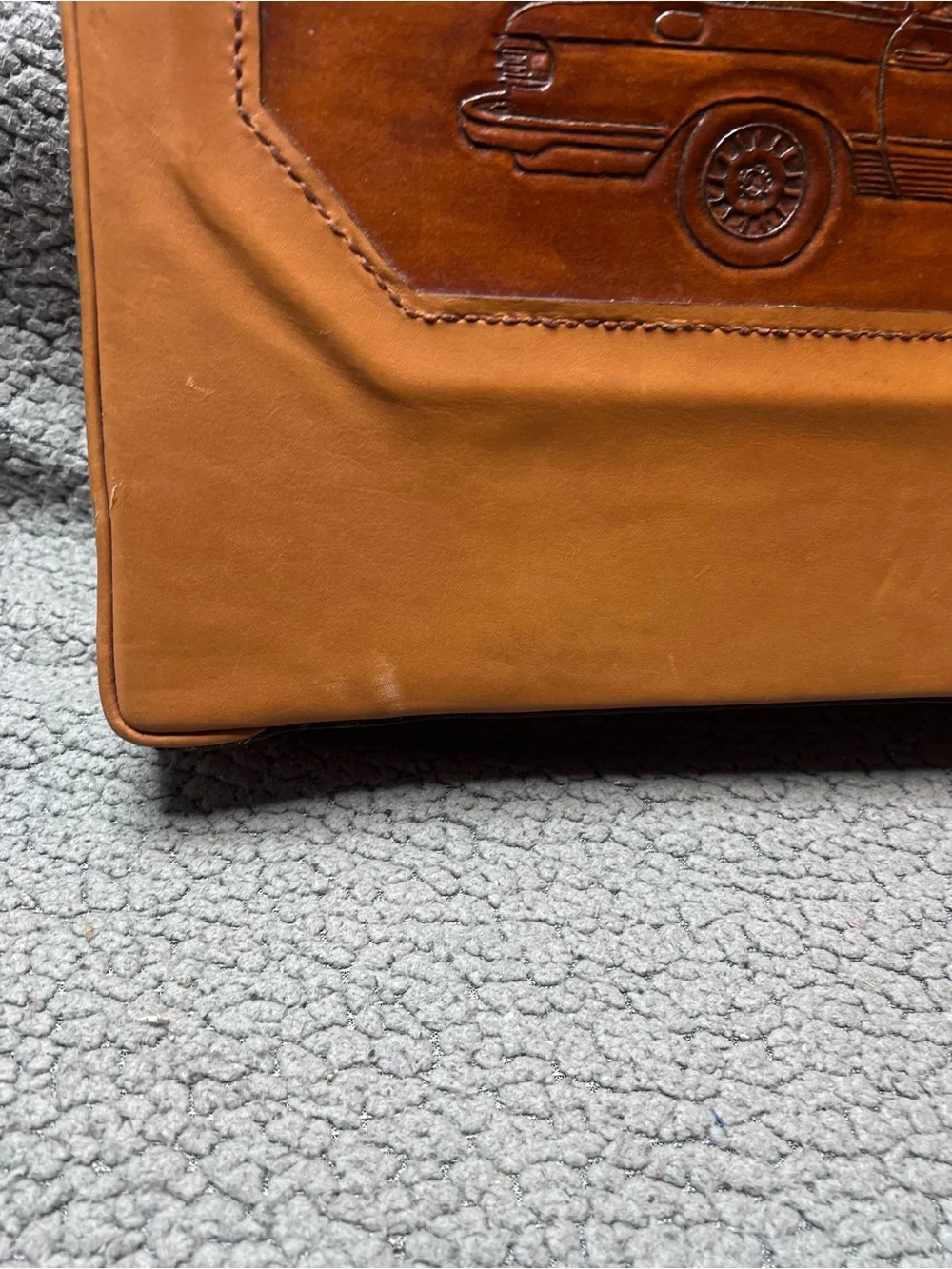 Vintage Custom Mercedes-Benz R107 SL-Class Design Leather Briefcase Brown 20 In